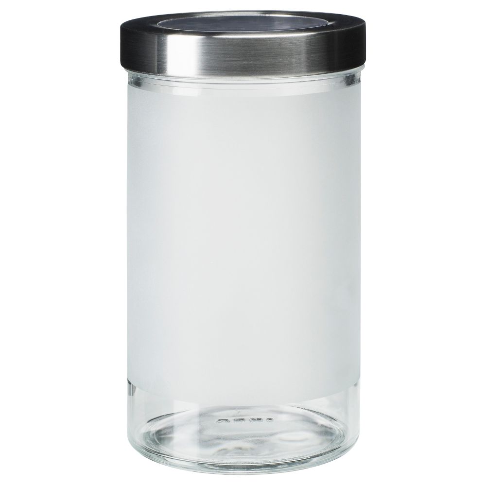 Банка с крышкой ДРОППАР, матовое стекло, нержавеющ сталь (0.9 л) - фото 1