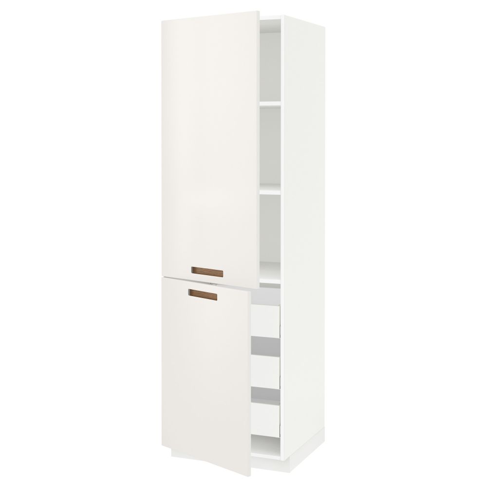 Высокий шкаф + полки, 3 ящика, 2 дверцы МЕТОД / МАКСИМЕРА, белый, Мэрста белый - схема-чертеж с размерами