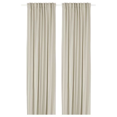GINSTMOTT ГИНСТМОТТ Гардины, 2 шт. - бежевый/с лентой 145x300 см