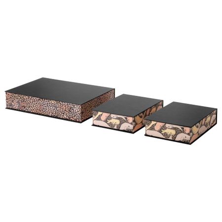 Коробка для/документов ХЕЙСАН, черный, разноцветный