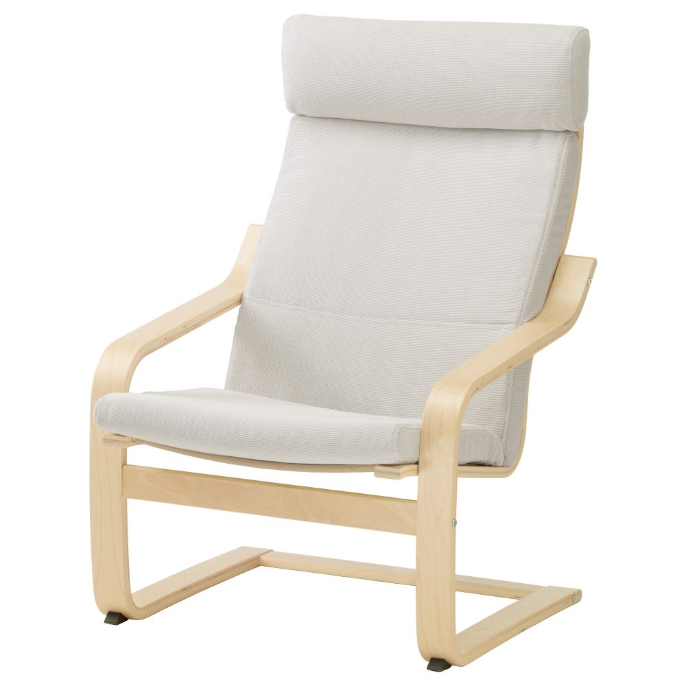 Кресло ПОЭНГ, березовый шпон, Финнста белый - фото 1