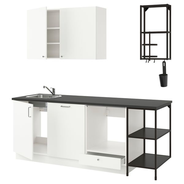 Кухня, 223x63.5x222 см, антрацит/белый IKEA ENHET 793.377.49 - фото 2
