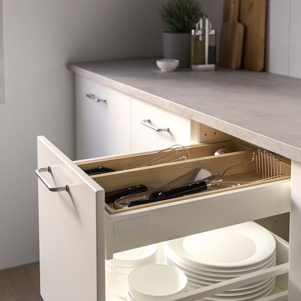 Лоток для кухонных принадлежностей, светлый бамбук 20x50 см IKEA UPPDATERA УППДАТЕРА 804.863.66 - схема-чертеж с размерами