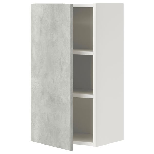 Навесной шкаф с 2 полками, дверцей, 40x32x75 см, белый, под бетон IKEA BEGIVENHET БЕГИВЕНХЕТ 393.210.00 - фото 2