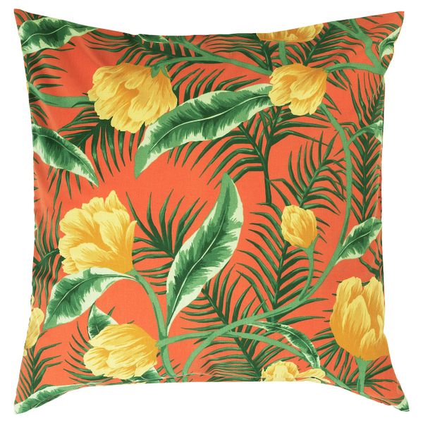 Чехол на подушку, для дома, улицы/цветочный орнамент оранжевый 65x65 см IKEA СОЛБЛЕКТ 404.608.82 - фото 1