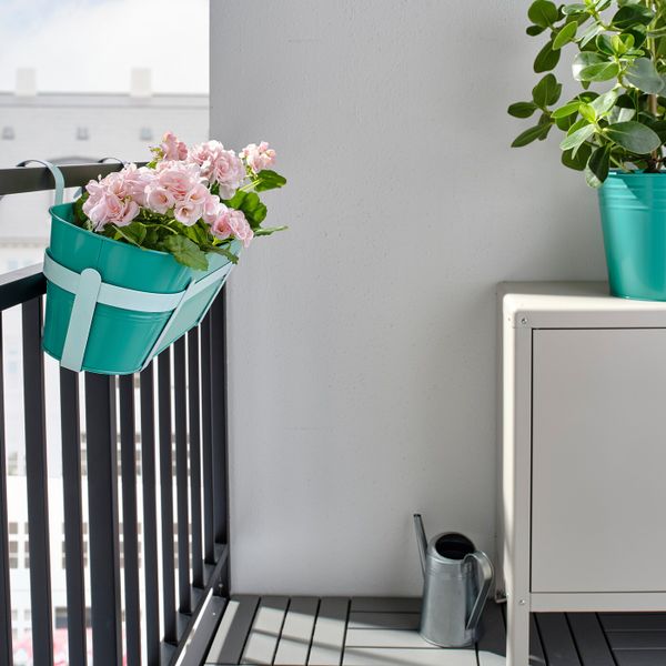 Ящик для цветов с держ, для дома, улицы бирюзовый 51x19 см IKEA СОККЕР 604.523.29 - схема-чертеж с размерами