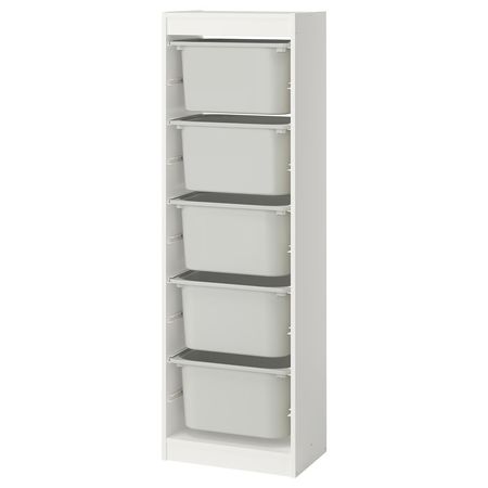 TROFAST Комбинация д/хранения+контейнеры - белый/серый 46x30x145 см