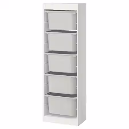 TROFAST Комбинация д/хранения+контейнеры - белый/серый 46x30x145 см