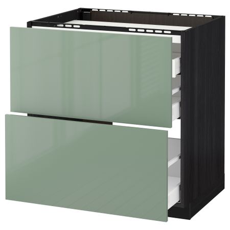 Напольный шкаф, 2 фронтальных панели, 3 ящика МЕТОД / МАКСИМЕРА, черный, Калларп светло-зеленый