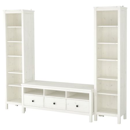 HEMNES Шкаф для ТВ, комбинация - белая морилка 245x197 см