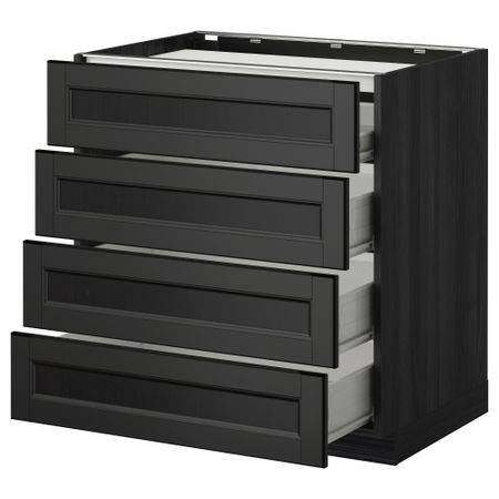 Напольный шкаф, 4 фронтальных панели, 4 ящика МЕТОД / ФОРВАРА, черный, Лаксарби черно-коричневый черно-коричневый