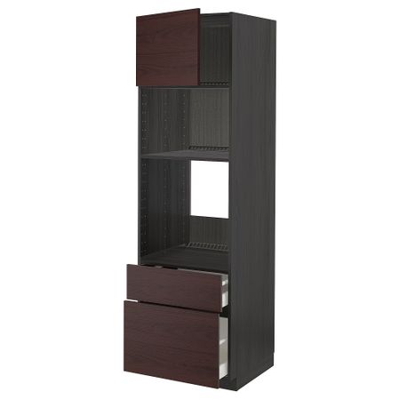 Высокий шкаф для духовки, СВЧ, дверца, 2 ящика, 60x60x200 cm IKEA METOD МЕТОД, MAXIMERA МАКСИМЕРА 694.551.54