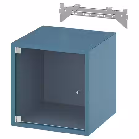 EKET Навесной шкаф со стеклянной дверью - серо-синий темный 35x35x35 см