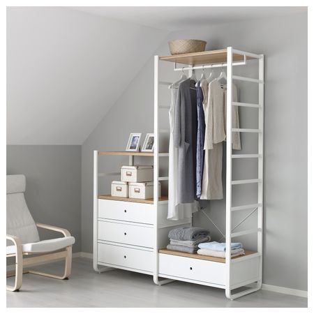 2 секции, белый, бамбук, 165x55x216 см IKEA ЭЛВАРЛИ 792.039.62