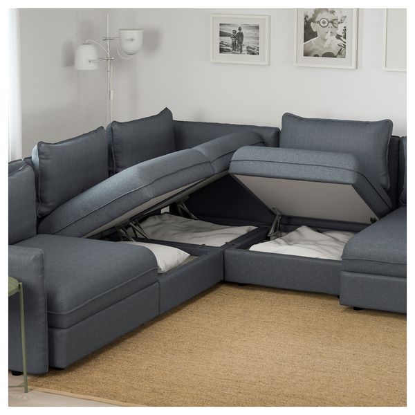 6-местный угловой диван ВАЛЛЕНТУНА, Хилларед темно-серый - фото 3