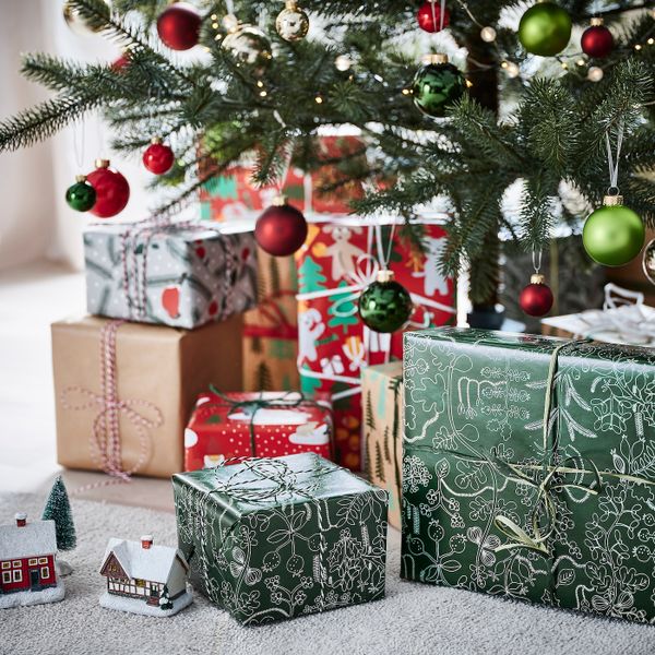 Рулон оберточной бумаги, орнамент «лист» зеленый 3x0.7 м IKEA VINTER 2021 ВИНТЕР 2021 104.992.87 - схема-чертеж с размерами