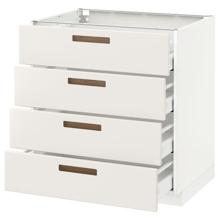 Напольный шкаф 4 фронтальных панели, 4 ящика МЕТОД / МАКСИМЕРА, белый, Мэрста белый
