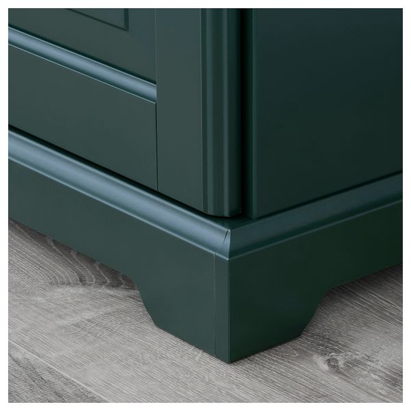 Шкаф книжный со стеклянными дверьми ЛИАТОРП, темный оливково-зеленый (96x214 см) - схема-чертеж с размерами