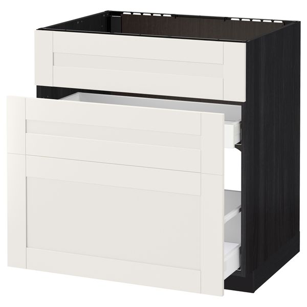 Напольный шкаф под мойку + 3 фронтальных панели, 2 ящика МЕТОД / МАКСИМЕРА, черный, Сэведаль белый - схема-чертеж с размерами
