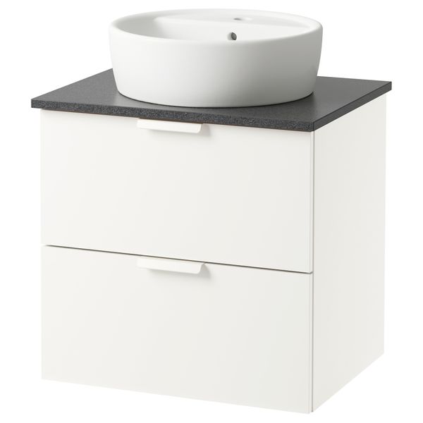 Шкаф п-раковину/столешн45/раковина ГОДМОРГОН/АЛДЕРН / ТОРНВИКЕН, белый, черный (62x49x74 см) - схема-чертеж с размерами