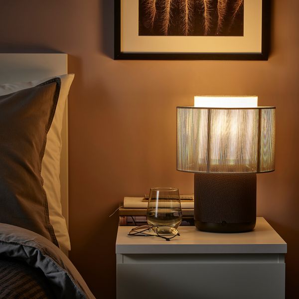 Лампа, Wi-Fi динамик, текст абажур, черный-белый IKEA SYRLIG СИРЛИГMFONISK 694.825.48 - фото 4