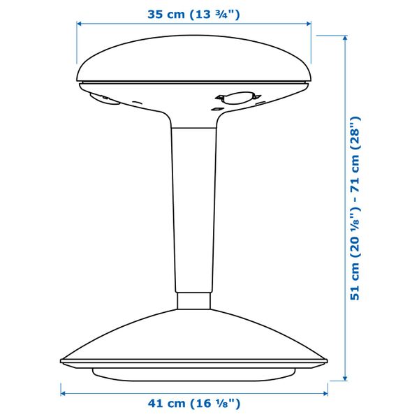 Высокий табурет, белый/Висле серый IKEA NILSERIK НИЛЬС-ЭРИК 404.147.05 - схема-чертеж с размерами