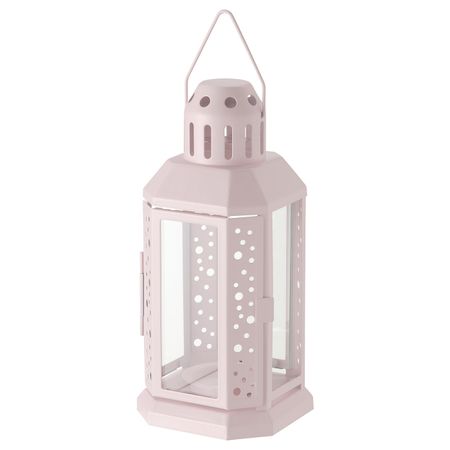 Фонарь для греющей свечи,д/дома/улицы, бледно-розовый 22 см IKEA ENRUM ЭНРУМ 905.118.22