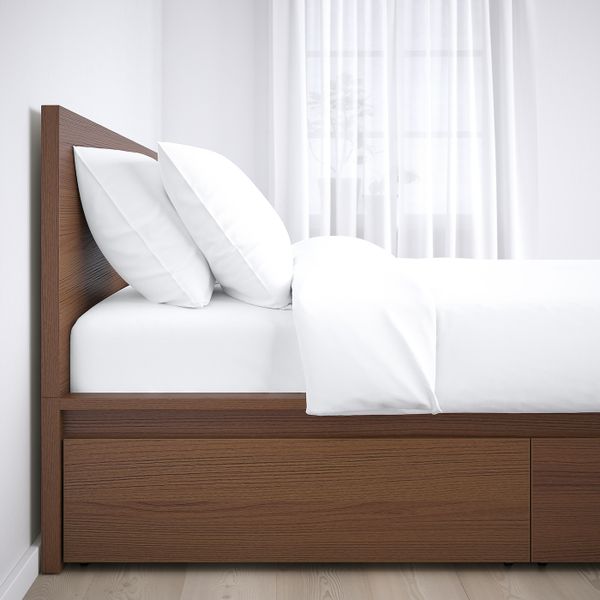 Каркас кровати с 4 ящиками, коричневая морилка ясеневый шпон 160x200 см IKEA MALM МАЛЬМ 292.108.99 - фото 4