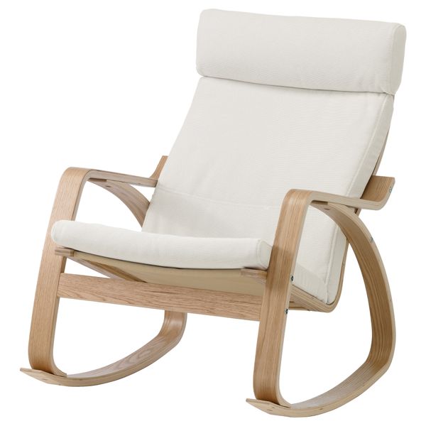 Кресло-качалка ПОЭНГ, дубовый шпон, Финнста белый - фото 1
