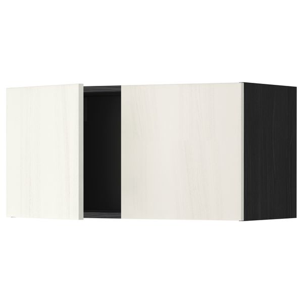 Навесной шкаф с 2 дверями МЕТОД, черный, Росдаль белый (80x40 см) - схема-чертеж с размерами