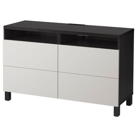 Тумба для ТВ с ящиками БЕСТО, черно-коричневый, Лаппвикен светло-серый (120x40x74 см)