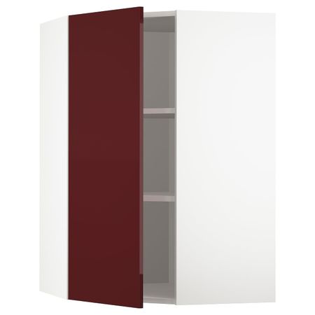 Угловой навесной шкаф с полками, белый Калларп/глянцевый темный красно-коричневый 68x100 см IKEA METOD МЕТОД 893.269.34