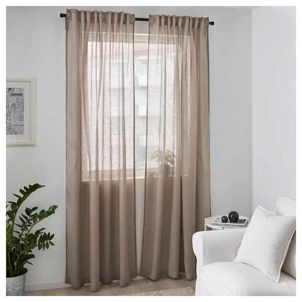 Гардины, 1 пара ЛЕЙОНГЭП, бежевый (145x300 см) - фото 4
