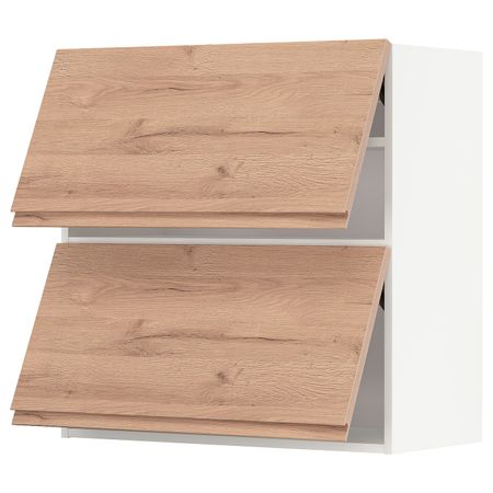 Навесной шкаф, 2 дверцы, горизонтал, белый/Воксторп под дуб 80x80 см IKEA METOD МЕТОД 494.142.11