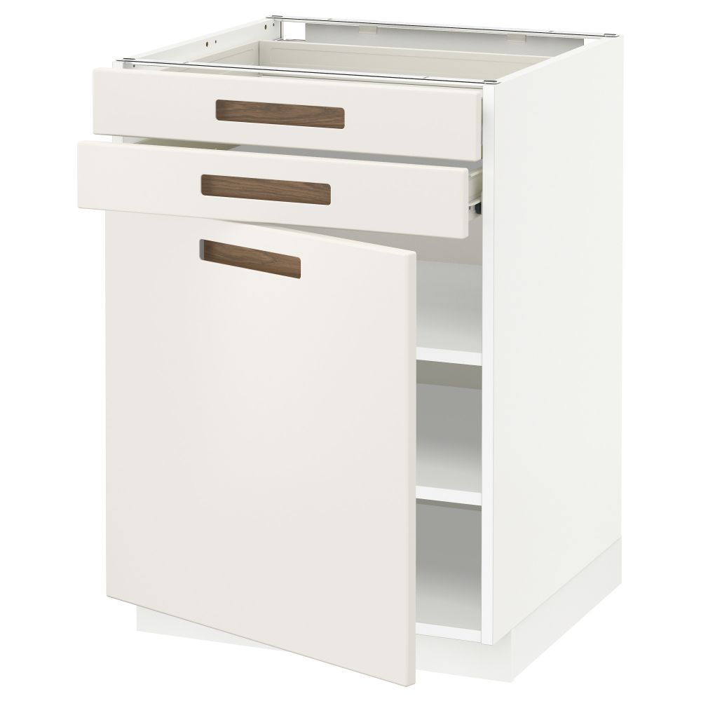 Напольный шкаф с дверцей, 2 ящиками МЕТОД / ФОРВАРА, белый, Мэрста белый - схема-чертеж с размерами