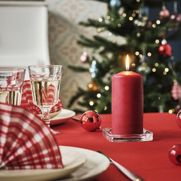 Неароматическая формовая свеча, красный, 14 см IKEA FENOMEN ФЕНОМЕН 905.761.25 - схема-чертеж с размерами