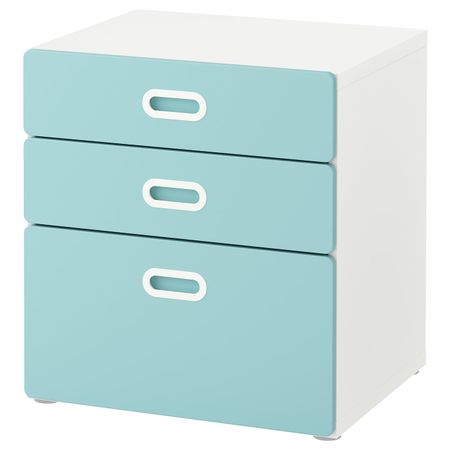 Комод с 3 ящиками, белый/голубой 60x64 см IKEA STUVA СТУВА / FRITIDS ФРИТИДС 892.526.69