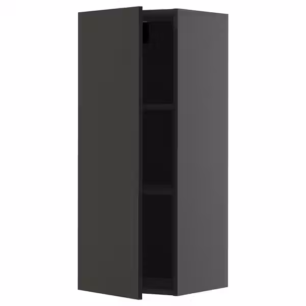 METOD Навесной шкаф с полками - черно-серый/Nickebo матовый антрацит 40x100 см - фото 1