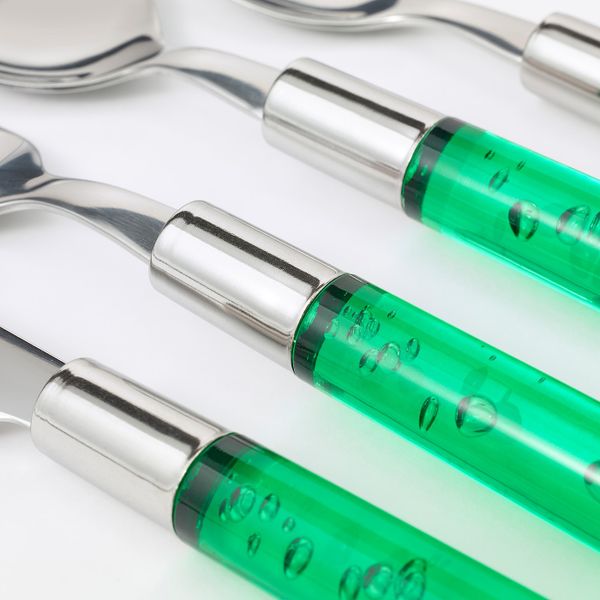 Столовый набор, 24 предмета, зеленый IKEA БУББЛУР 303.575.07 - фото 2