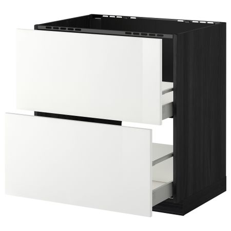 Напольный шкаф под мойку + 2 фронтальных панели, 2 ящика МЕТОД / МАКСИМЕРА, черный, Рингульт белый
