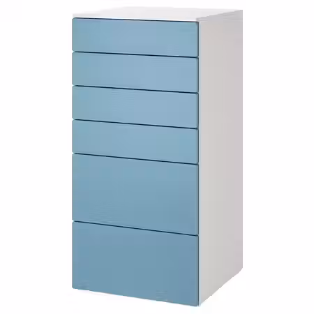 SMÅSTAD / PLATSA Комод с 6 ящиками - белый/синий 60x57x123 см