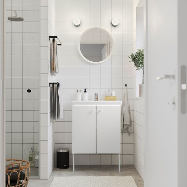 Шкаф под раковину с 2 дверец, белый/ПИЛКОН смеситель 64x43x88 см IKEA FISKÅN ФИСКОН / TVÄLLEN ТВЭЛЛЕН 294.304.34 - фото 2