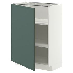 METOD Напольный шкаф с полками - белый/Aspudden темный серо-зеленый 60x37 см