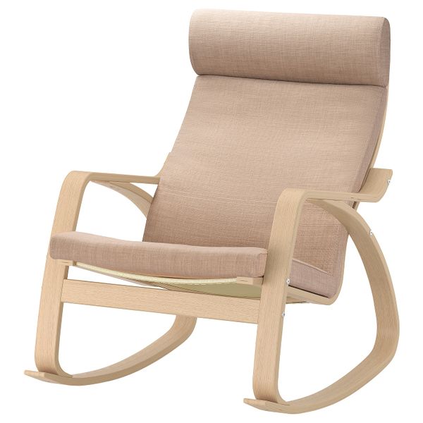 Кресло-качалка, дубовый шпон, беленый/Шифтебу бежевый IKEA POÄNG ПОЭНГ 593.987.72 - фото 1