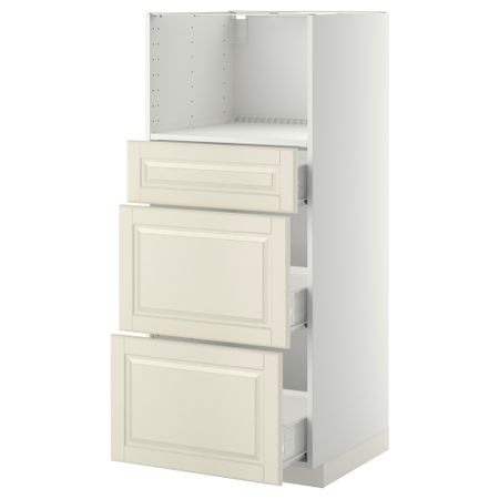 Высокий шкаф для СВЧ с 3 ящиками МЕТОД / ФОРВАРА, белый, Будбин белый с оттенком (60x60x140 см)
