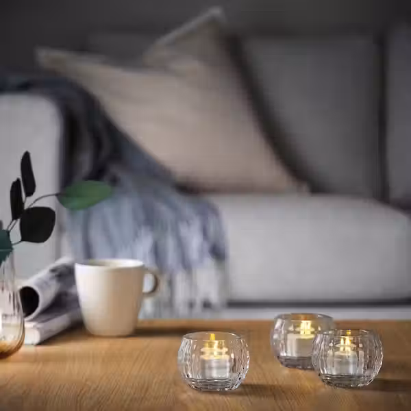 FRÖJDA ФРЁЙДА Подсвечник для греющей свечи - прозрачное стекло 6 см - фото 4