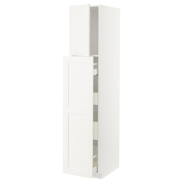 Высокий шкаф, выдвижной секция/1дв/4ящ, белый/Сэведаль белый 40x60x200 см IKEA METOD МЕТОД / MAXIMERA МАКСИМЕРА 694.457.54 - схема-чертеж с размерами
