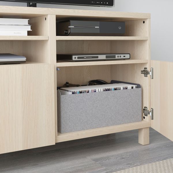Тумба под ТВ, с дверцами, под беленый дуб/ХАНВИКЕН/СТУББАРП под беленый дуб 120x42x74 см IKEA BESTÅ БЕСТО 594.325.49 - фото 5