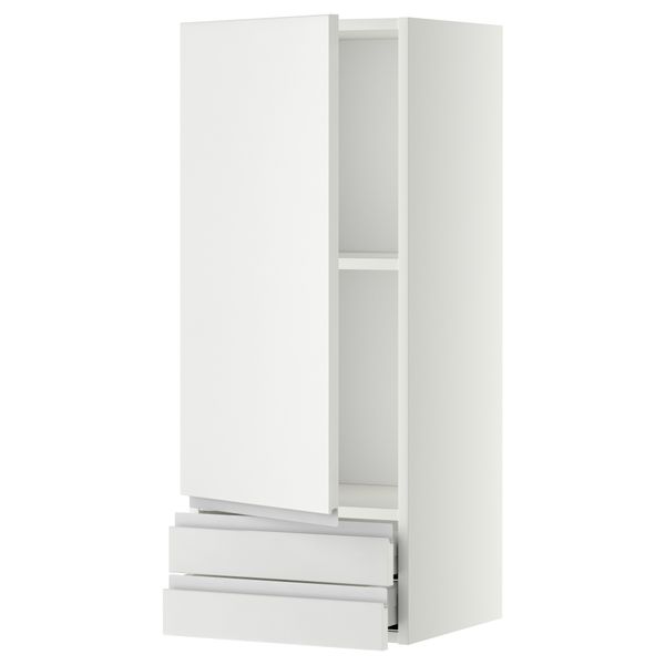 Навесной шкаф с дверцей, 2 ящика МЕТОД / МАКСИМЕРА, белый, Нодста белый - фото 1