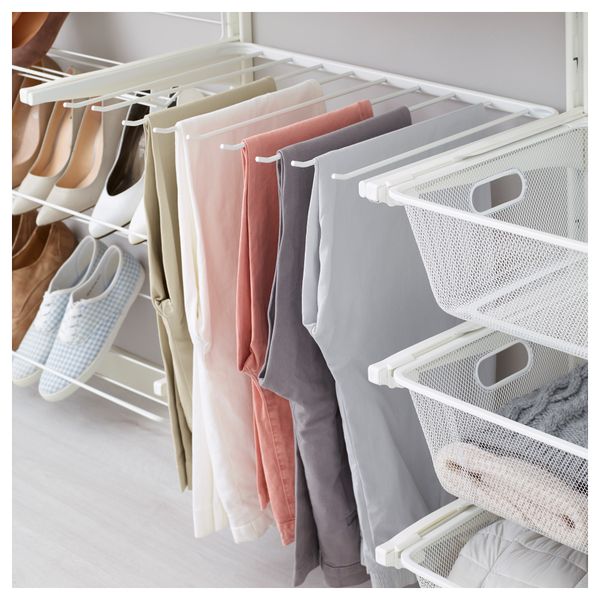 Настенная шина, полки, вешалка для брюк АЛЬГОТ, белый (189x41x197 см) - схема-чертеж с размерами